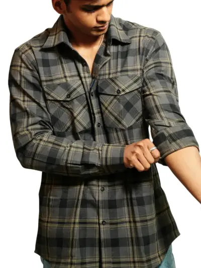 checks | charcoal checked shirt