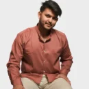 Essentials | RUST  Enriched Cotton MANDARIN COLLER Shirt