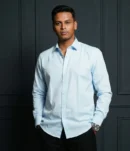 essentials | ice blue enriched cotton shirt