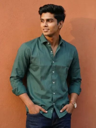 essentials | slate green enriched cotton shirt