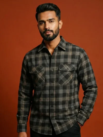 rugged nap | black checked shirt