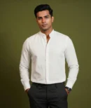 essentials | white mandarin coller shirt