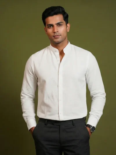 essentials | white mandarin coller shirt