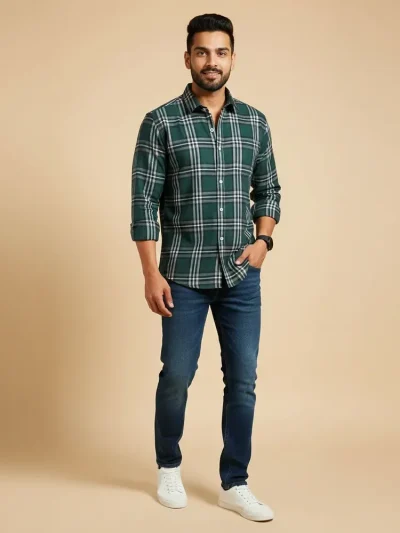 rugged nap | green checked shirt