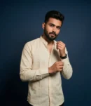 essentials | beige mandarin coller shirt