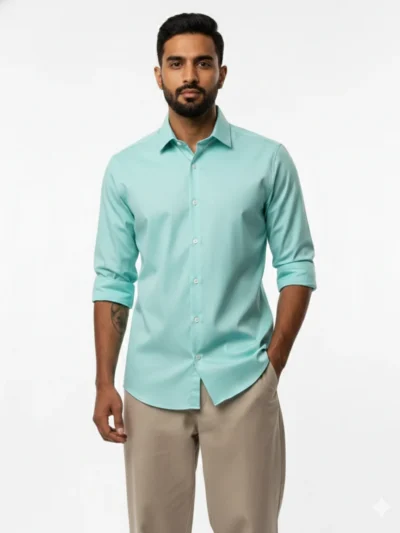 giza silk | aqua mint long staple giza cotton shirt