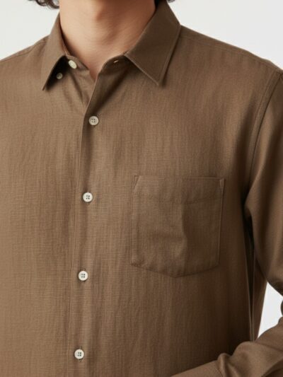 oxy linen | earth brown super prime linen shirt